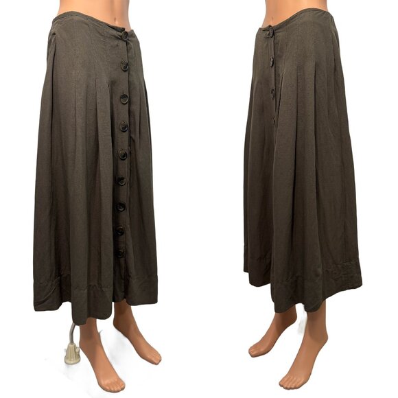 Zara Olive Green Button-Down A-Line Ankle-Length Skirt Women’s Medium - Picture 4 of 9